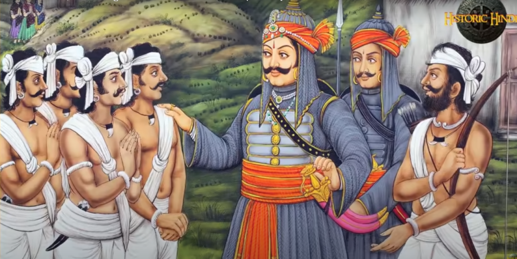 Maharana Pratap ordering Bhil tribals to attack Mughals