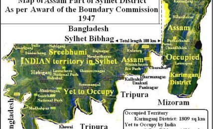 Map showing legal Indian territory in Bangladesh.