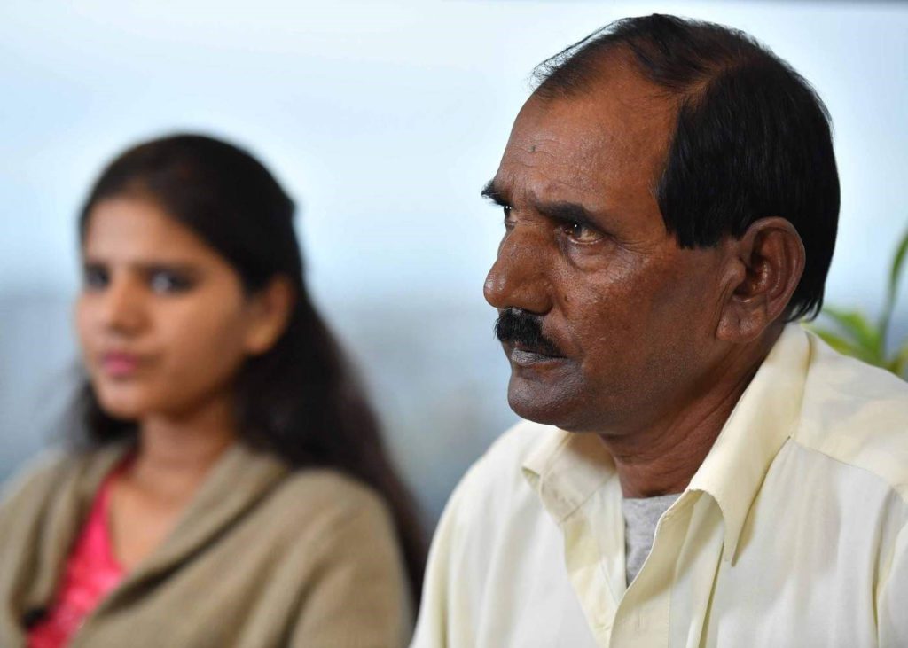 Ashiq Mesih (R) and Eisham Ashiq (L), the husband and daughter of Asia Bibi