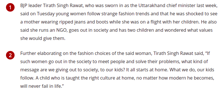 Why the statement about Ripped jeans by #TirathSinghRawat was