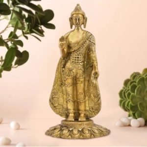 standing brass buddha statue